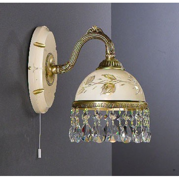 Бра RECCAGNI ANGELO A 6806/1 бронза/скло/дерево/кришталь