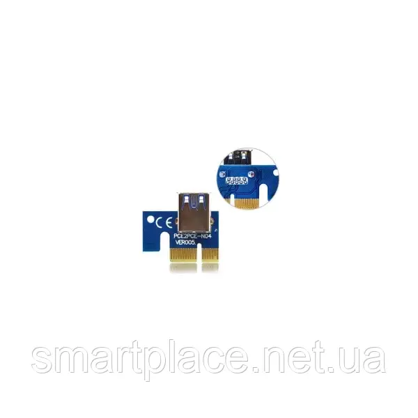 Райзер Dynamode PCI-E x1 to 16x USB 3.0 Cable SATA to 6Pin Power ver.006C, фото 1