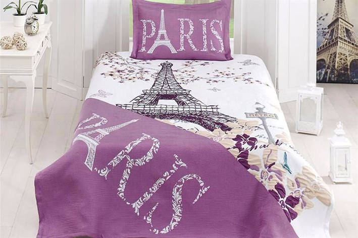 Покрывало 180*240 с наволочкой 50*70 First Choice Carnival LIFE PARIS, фото 1