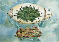 Почтовая открытка "Городской дирижабль"