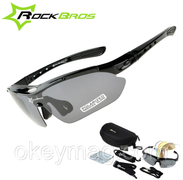 Тактичні Поляризовані окуляри «RockBros Polarized» з 5-ти лінзами і захистом UV400, фото 1