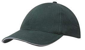 Кепка-сендвіч шестипанельная Brushed Cotton Cap, темно-зелена з білою вставкою, від 10 шт