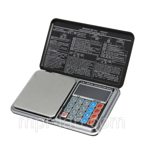 Ваги цифрові мультифункціональні 6 в 1 Digital Pocket Scale Precision DP-01 (0,1/1000 г) (Веси + калькулятор)