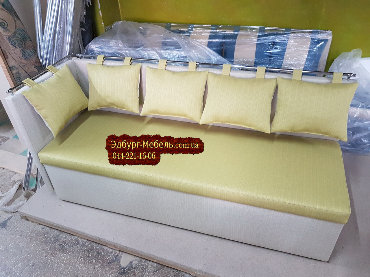 Диван для вузької кімнати з шухлядою + спальним місцем 1800х500х870мм