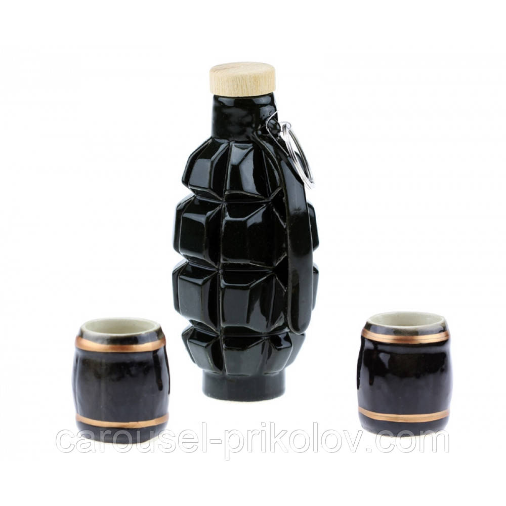 Коньячний набір граната Ф1 (лимонка), 3 предмети, фото 1