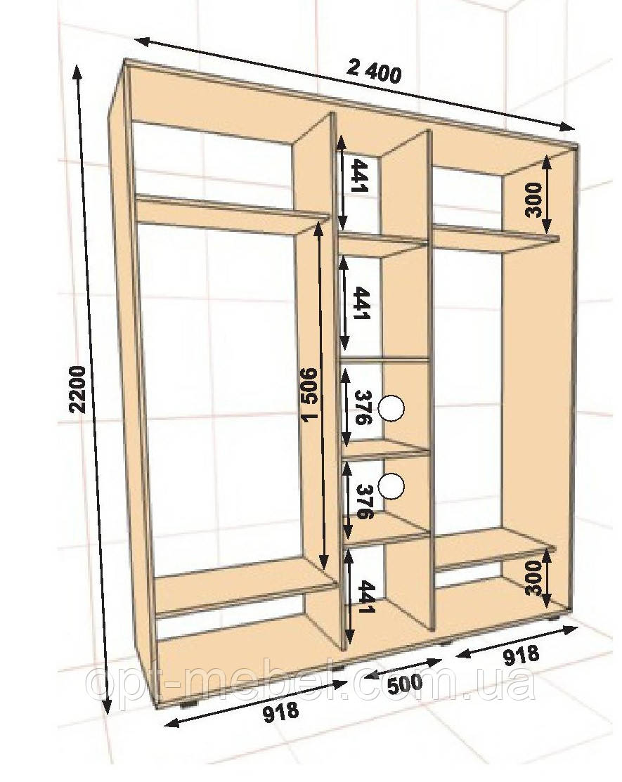 Шафа-купе ШК-04 2400х450х2200, фото 1