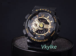 Спортивний чоловічий годинник Casio G-Shock GA-110 чорний із золотом