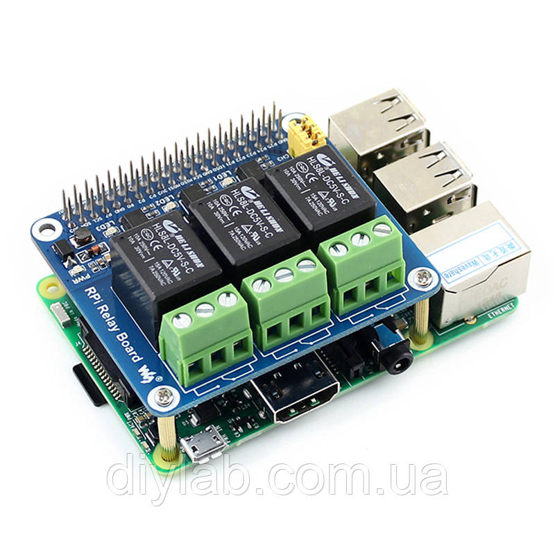 Реле плата розширення для Raspberry Pi (3 реле по 5А)