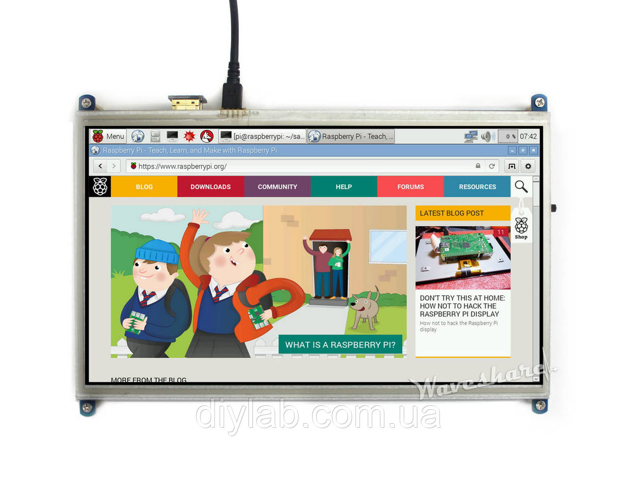 HDMI LCD 10.1" (1024×600, IPS, резистивний сенсор) для Raspberry Pi від Waveshare, фото 1