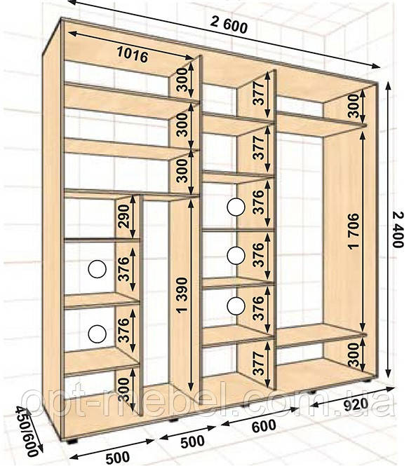 Шафа-купе МШК 2600х450х2400