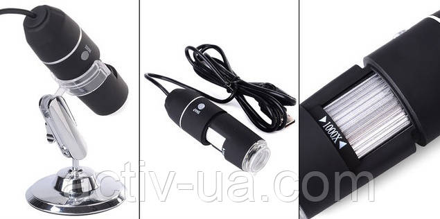 Цифровой микроскоп USB Magnifier SuperZoom 50-1000X с LED подсветкой - фото 2 - id-p516058655