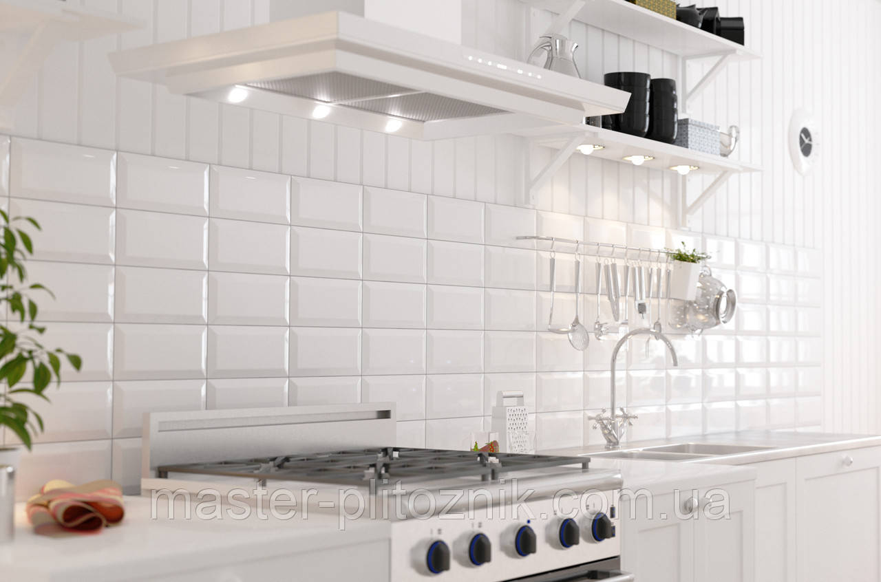 Плитка облицювальна для кухні ванної Metrotiles білий і чорний
