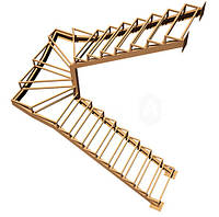 Лестницы. Каркас лестницы под обшивку с поворотом 180 гр