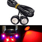 Червоні врізні світлодіоди (Орлине око 18 мм), корпус чорний — LED DRL ДХО підсвітка салону