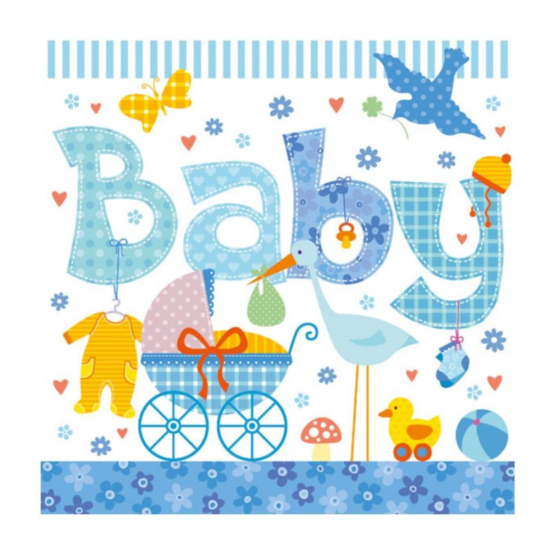 Декупажних серветка "Baby", блакитні, 33 * 33 см, 18 г / м2, Ambiente, 13308170, фото 1