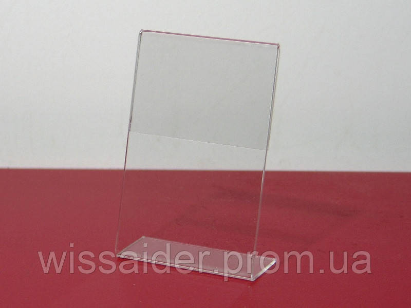 Цінникотримач L-подібний. вертикальний. 60х90мм. (акрил 1,5 мм) WiS-010, фото 1