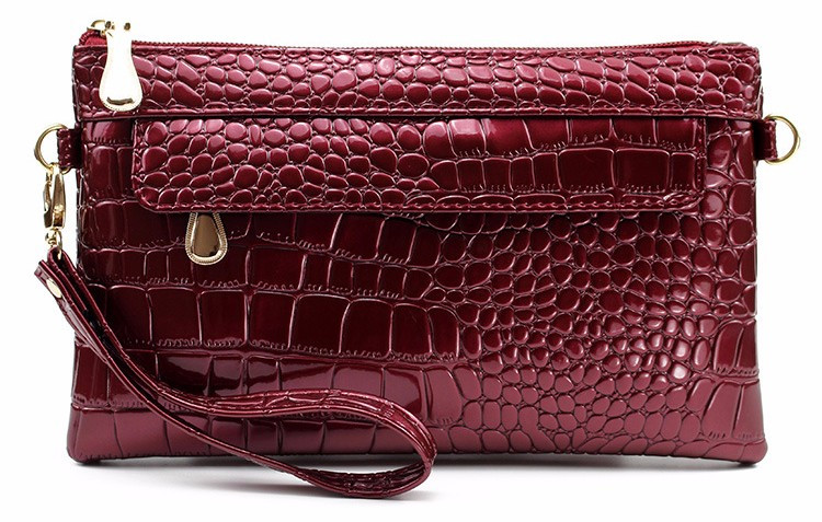 Клатч жіночий лаковий цвіт марсала, фото 1