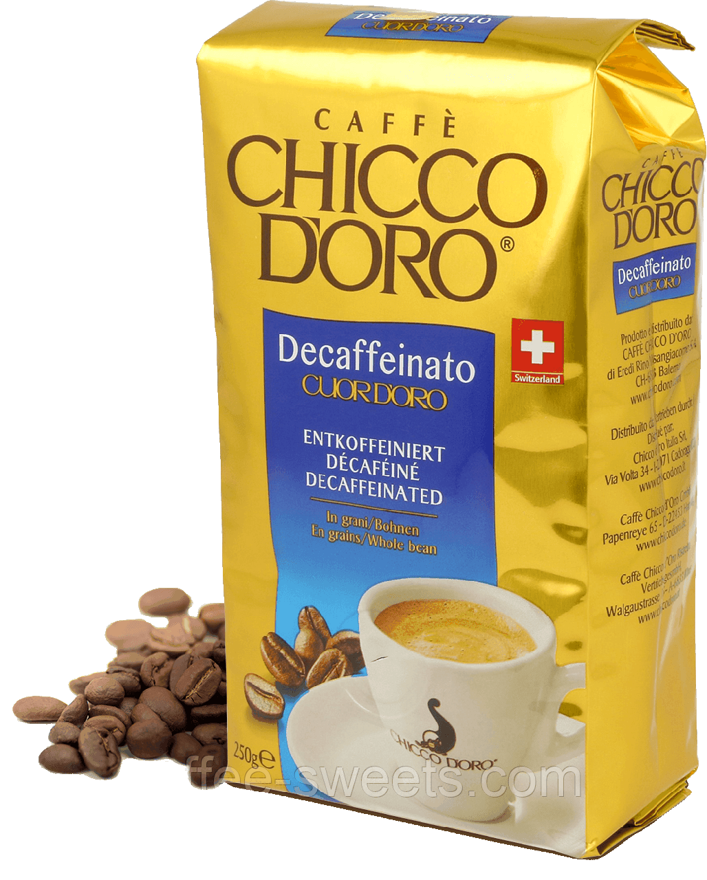 Кава зернова Chicco d'oro без кофеїну Decaffeinato (100% Арабіка) 250 г