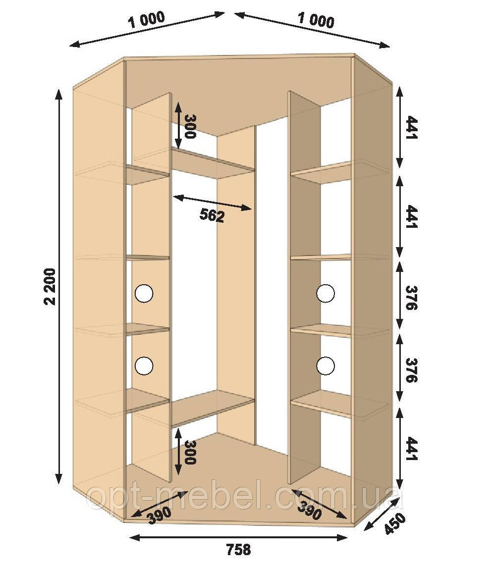 Шкаф-купе угловой 1000х1000х450х2200 - фото 2 - id-p516337327