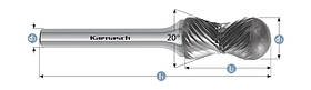 Борфреза 12,0х25х6х70мм Radius MULTIPOWER