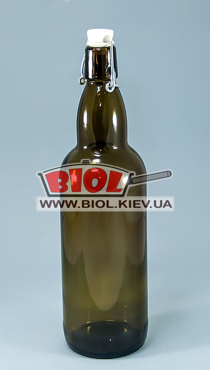 Пляшка 1,0 л скляна з бугельної кришкою КОРИЧНЕВА