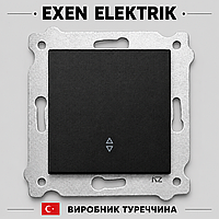 Вимикач одноклавішний прохідний виключатель чорний без рамки EXEN Elektrik