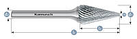 Борфреза SKM (Тип М) 3,0x8x3x38mm конус