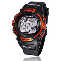 Мужские спортивные цифровые наручные часы "Synoke" оранжевые, часы мужские подростковые с подсветкой