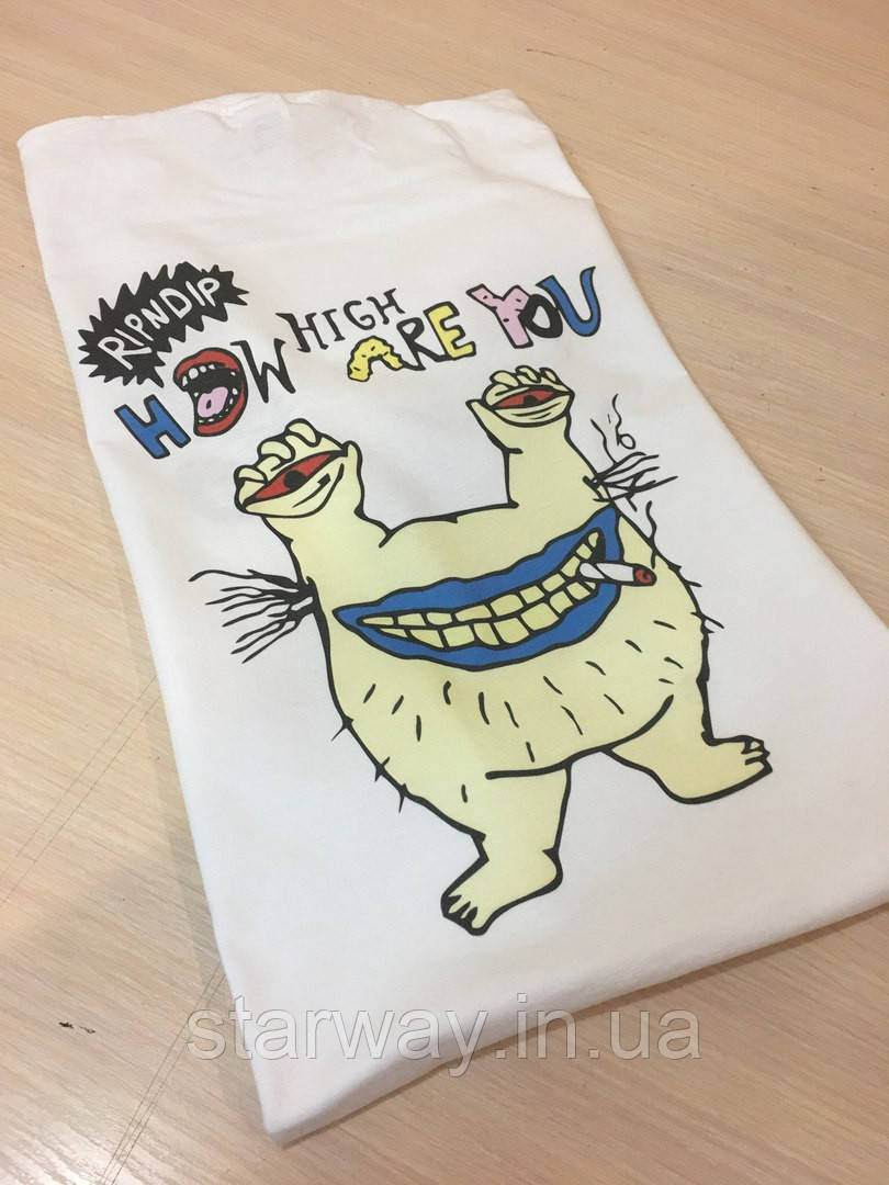 Біла футболка ripndip krumm how high are you | real monsters, фото 1