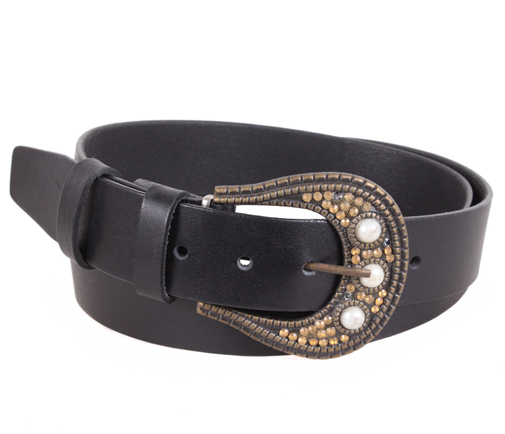 Жіночий ремінь з натуральної шкіри PRZ38044-06 чорний, фото 1