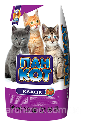 Пан Кот КЛАССИК 10кг Сухой корм для взрослых кошек - фото 1 - id-p516397564