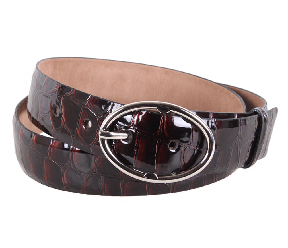 Жіночий ремінь з натуральної шкіри WAK1388-100 вишневий, фото 1