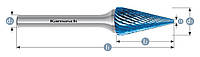 Борфреза SKM (Тип М) 12,0x25x6x70mm конус