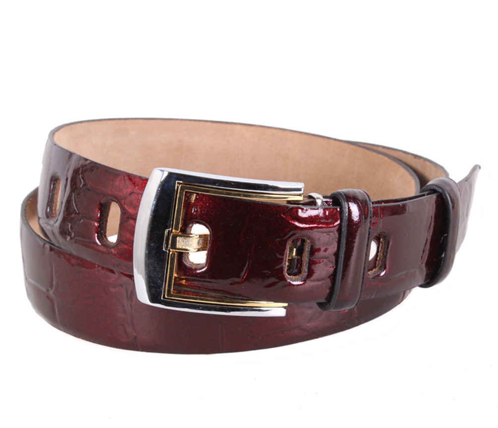 Жіночий ремінь з натуральної шкіри WAK1388-103 вишневий, фото 1