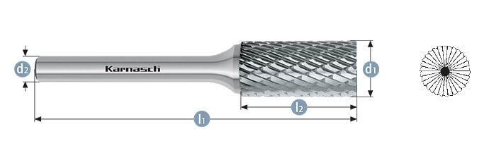 Борфреза циліндр з торцевими зубами 10,0x20x6x170mm ZYB (тип B)