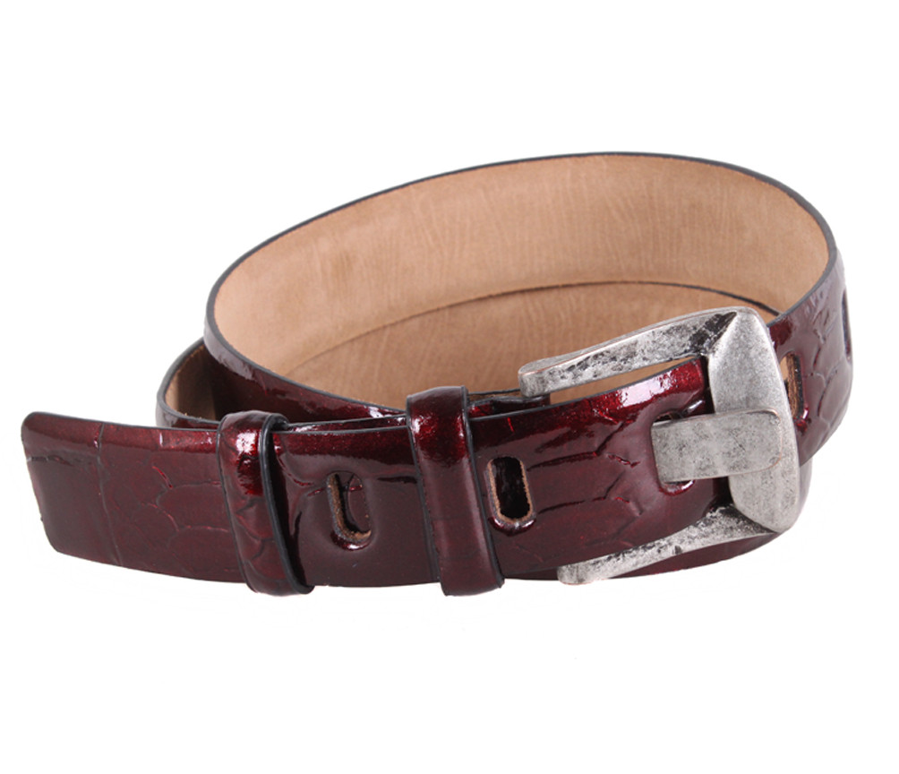 Жіночий ремінь з натуральної шкіри WAK1388-116 вишневий, фото 1