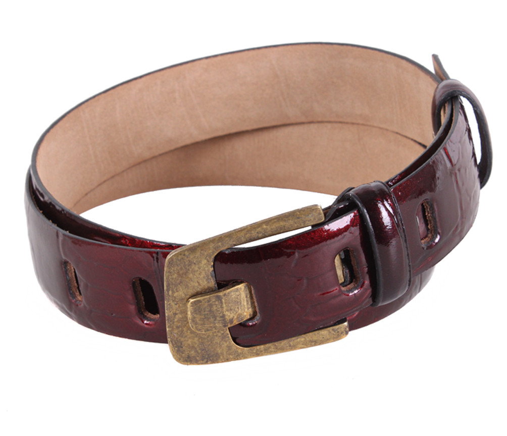 Жіночий ремінь з натуральної шкіри WAK1388-117вишневый, фото 1