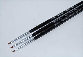 Набір пензлів для гелю (3 шт. чорн ручка) NK-01 YRE