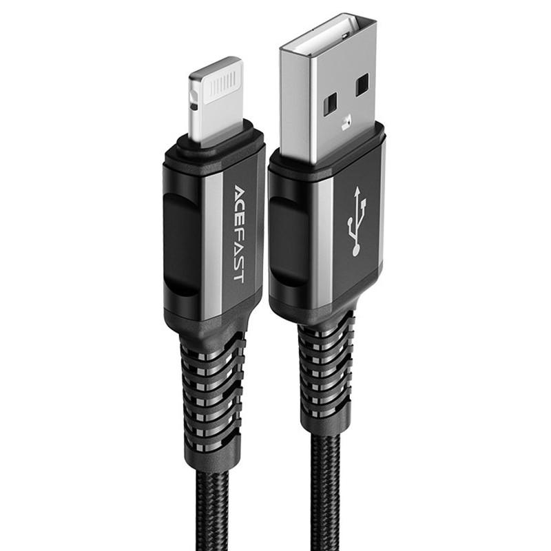 Дата кабель Acefast C1-02 USB to Lightning 2.4A (1.2m) Black, фото 1