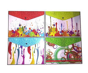 Папка-конверт А4 "Клякса" 7920 на кнопці, 180 мкм, 4 види