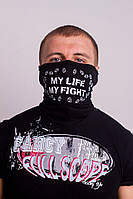 Бафф My life - My fight маска на лицо с принтом черная зимняя летняя