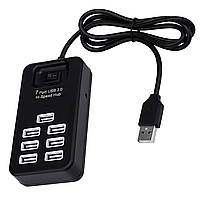 USB-концентратор 7 портів USB 2.0 для ноутбука чорний LS-1775