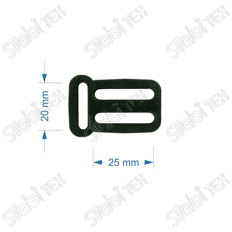 Пряжка передвижка пластиковая 25мм х 20мм тройник Черный - фото 2 - id-p90266368