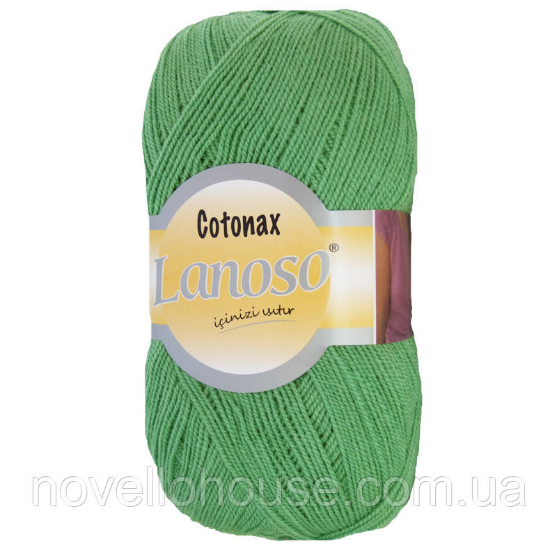 Lanoso COTONAX (Котонакс) № 921 зелений (Пряжа бавовна з акрилом, нитки для в'язання)