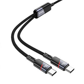 Дата кабель Hoco U139 2in1 Type-C to Type-C/Type-C 100W (1.2m) Black