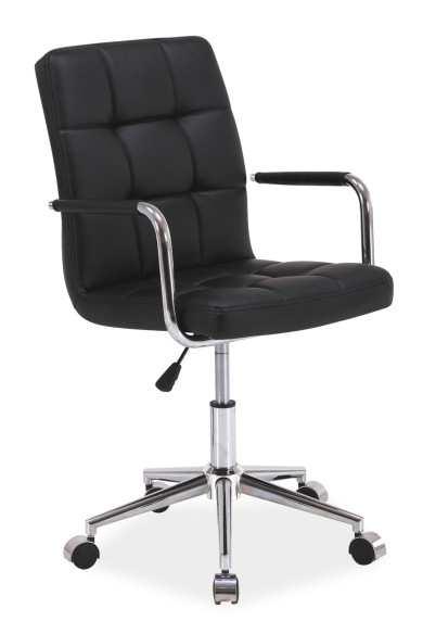 Крісло офісне Q-022 хрестовина метал Chrome, шкірозамінник Чорний (Signal ТМ)