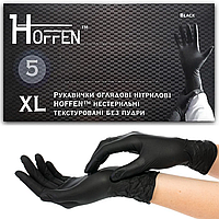 Нітрилові рукавички Hoffen, 5 грам, XL (9-10), чорні, 100 шт