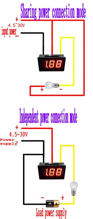 Амперметр XH-B201 DC до 10А (красные цифры) - фото 4 - id-p517120170