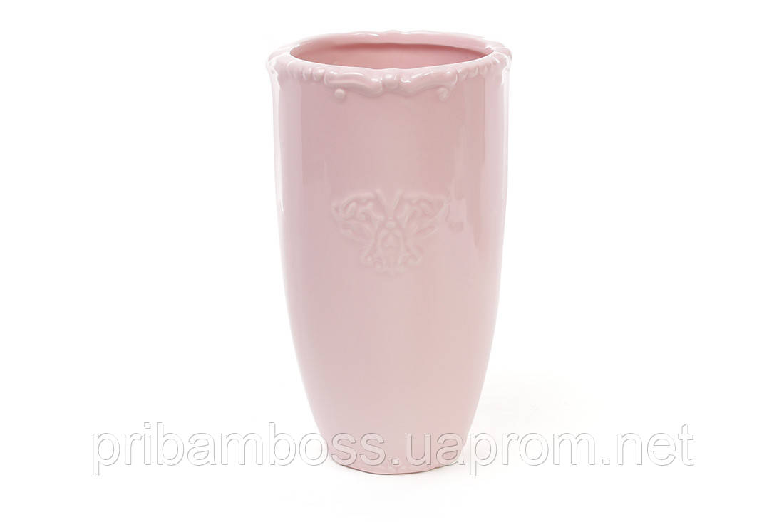 Керамічна ваза 22 см Вензель, колір рожевий