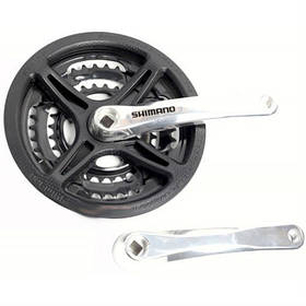 Шатуны Shimano. 28/38/48 T чорний. Шатун. Система шатунів. Шатуни для велосипеда. Шатун велосипедний.